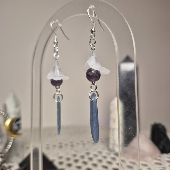NEW Amethyst and Kyanite Dangle Earrings - Picture 3 of 5
